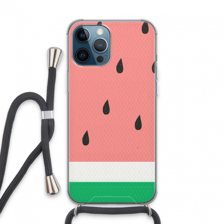 Watermeloen: iPhone 13 Pro Max Transparant Hoesje met koord