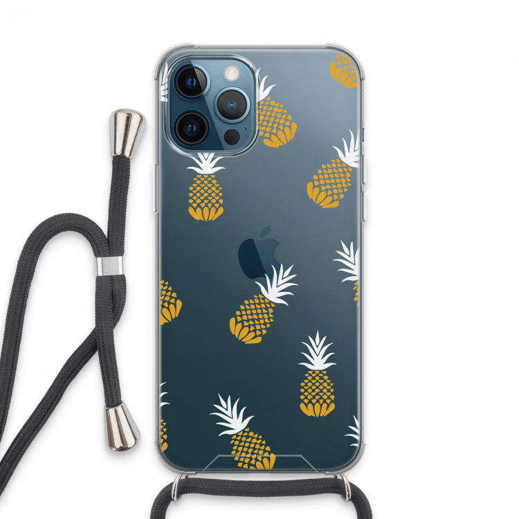 Ananasjes: iPhone 13 Pro Max Transparant Hoesje met koord