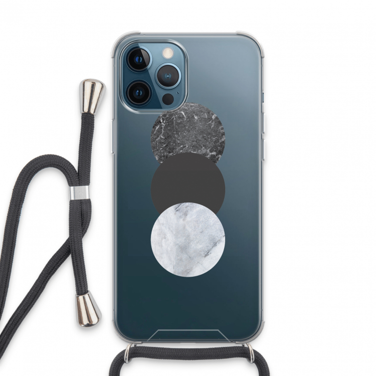 Marmeren cirkels: iPhone 13 Pro Max Transparant Hoesje met koord