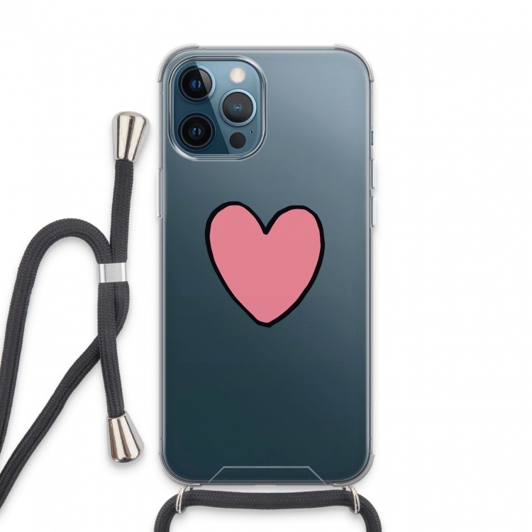 Hartje: iPhone 13 Pro Max Transparant Hoesje met koord