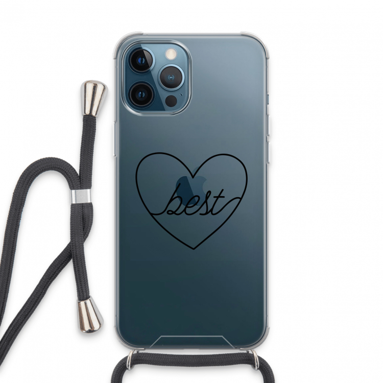 Best heart black: iPhone 13 Pro Max Transparant Hoesje met koord