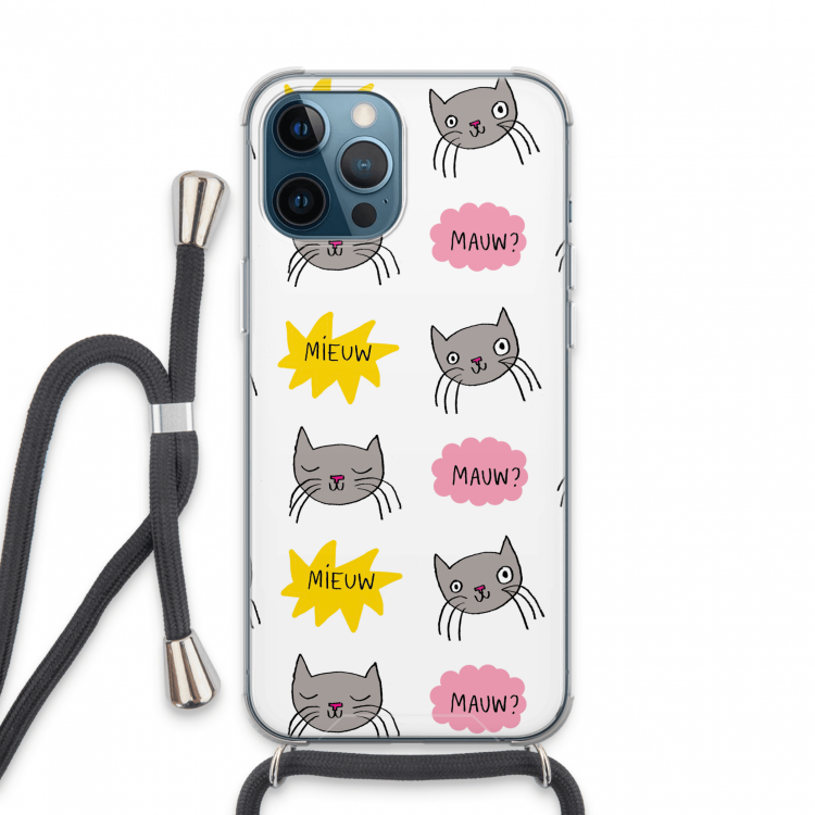 Meow: iPhone 13 Pro Max Transparant Hoesje met koord