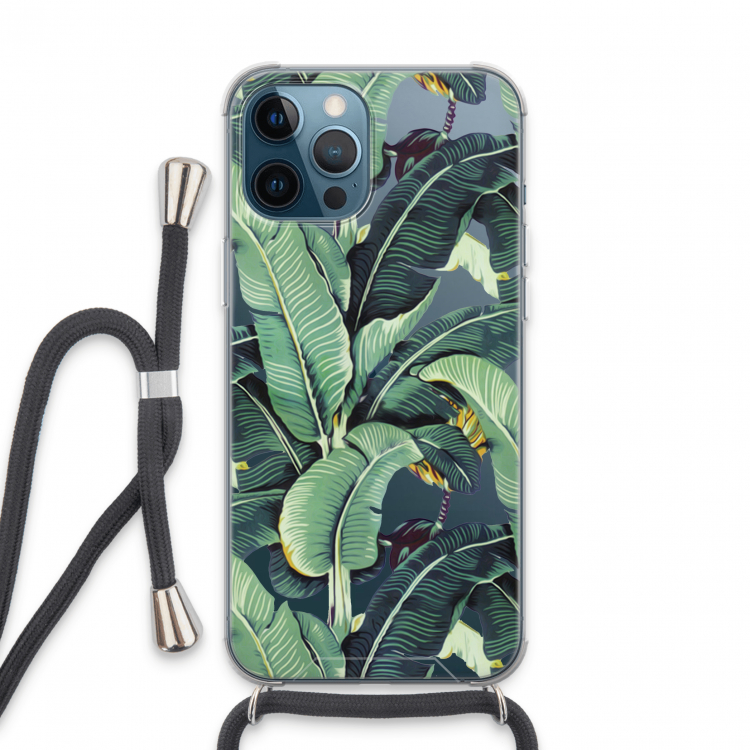 Bananenbladeren: iPhone 13 Pro Max Transparant Hoesje met koord