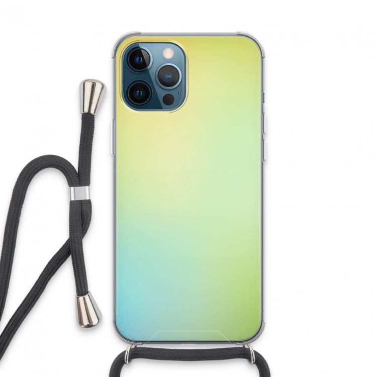 Minty mist pastel: iPhone 13 Pro Max Transparant Hoesje met koord