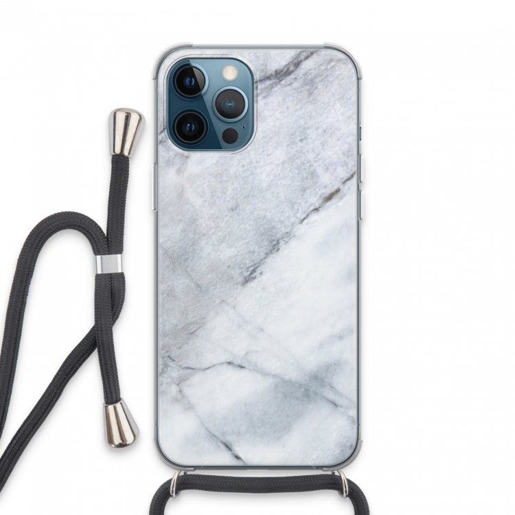 Witte marmer: iPhone 13 Pro Max Transparant Hoesje met koord