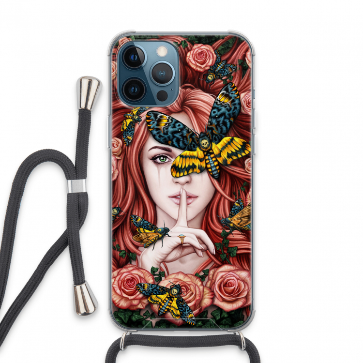 Lady Moth: iPhone 13 Pro Max Transparant Hoesje met koord