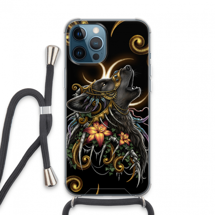 Huilende Wolf: iPhone 13 Pro Max Transparant Hoesje met koord