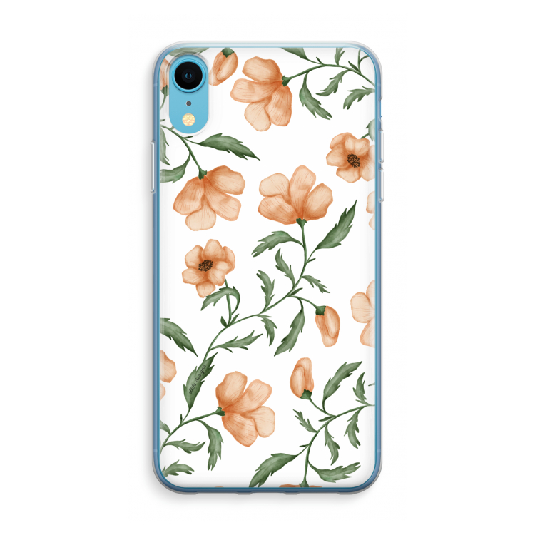 Peachy flowers: iPhone XR Transparant Hoesje