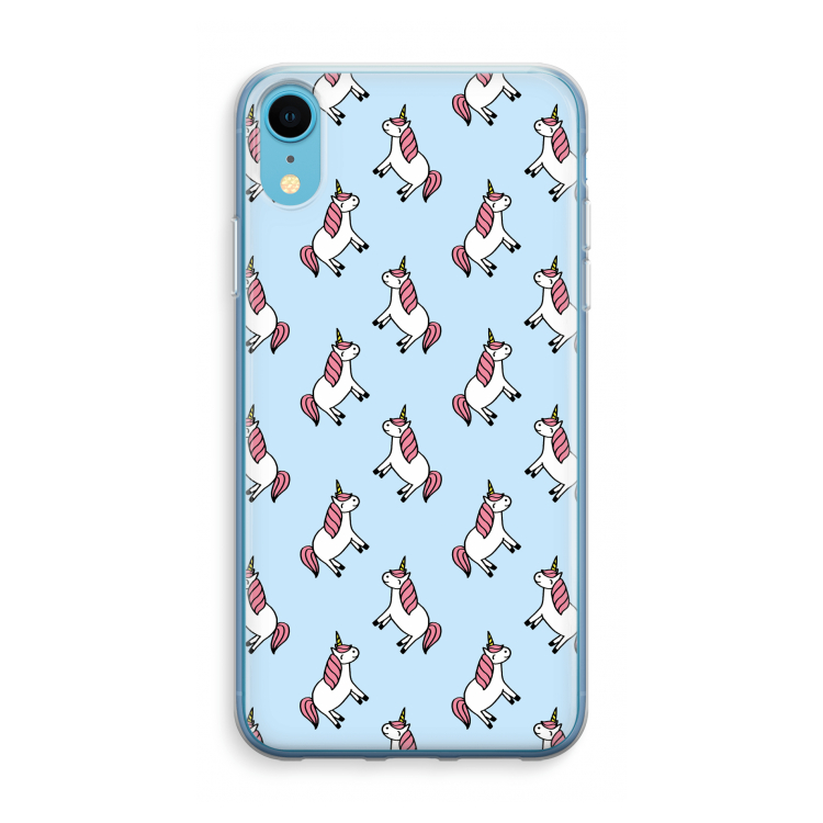 Eenhoorns overal: iPhone XR Transparant Hoesje