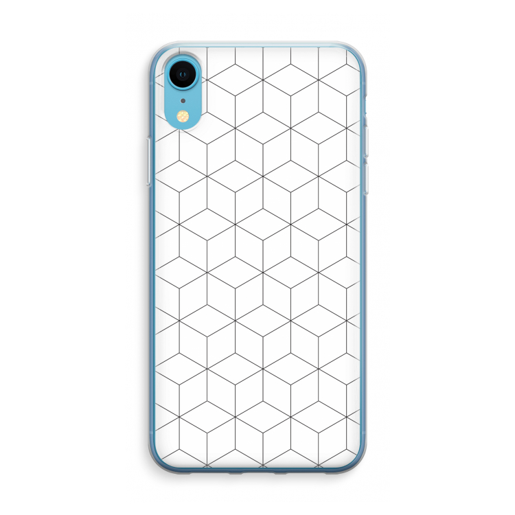 Zwart-witte kubussen: iPhone XR Transparant Hoesje