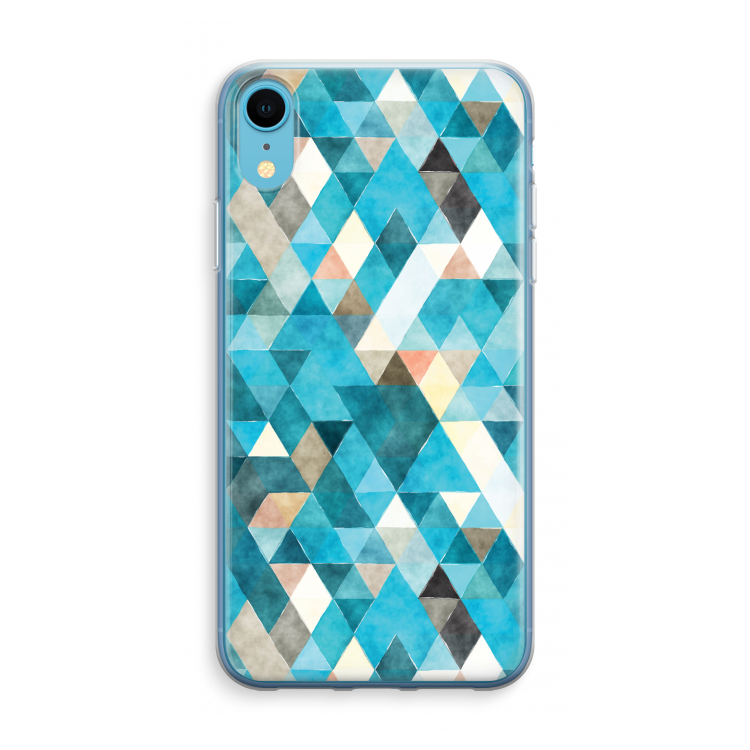 Gekleurde driehoekjes blauw: iPhone XR Transparant Hoesje