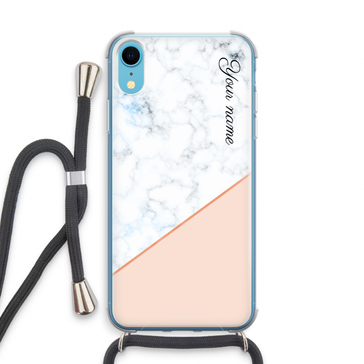 Marmer in stijl: iPhone XR Transparant Hoesje met koord