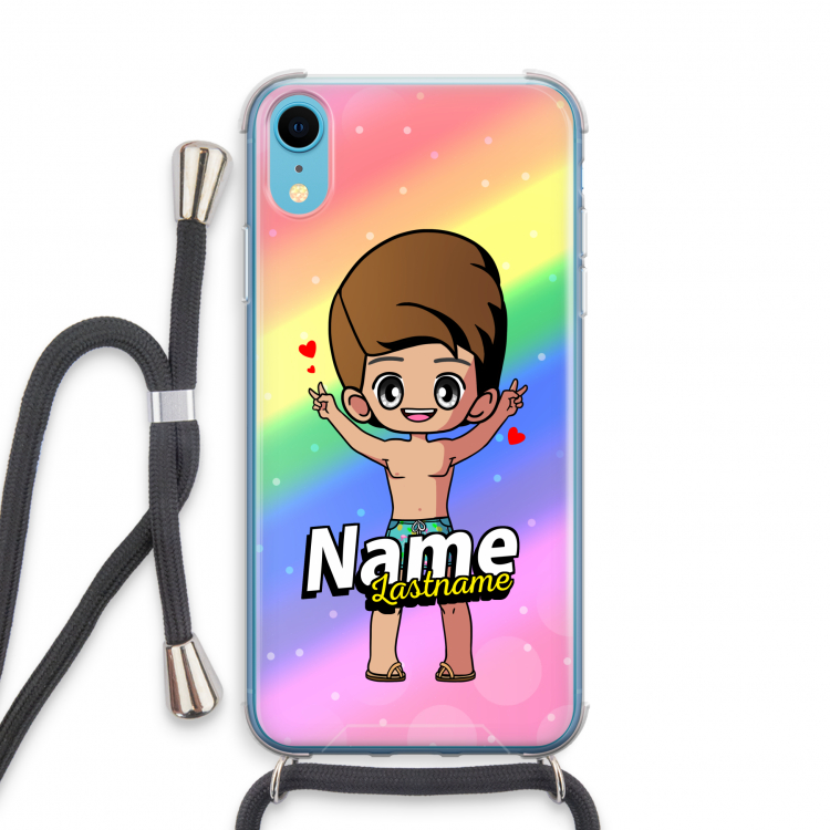 Chibi Maker man: iPhone XR Transparant Hoesje met koord