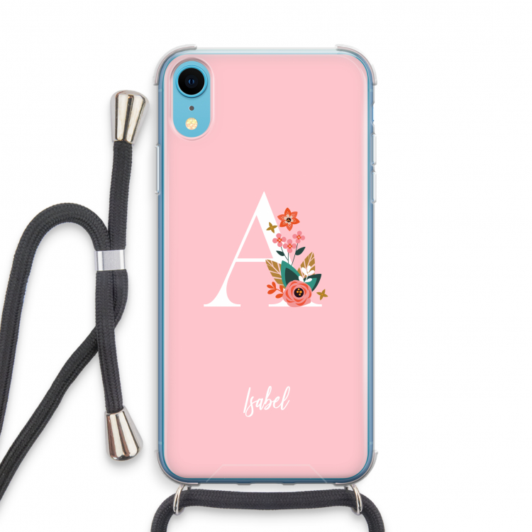 Pink Bouquet: iPhone XR Transparant Hoesje met koord