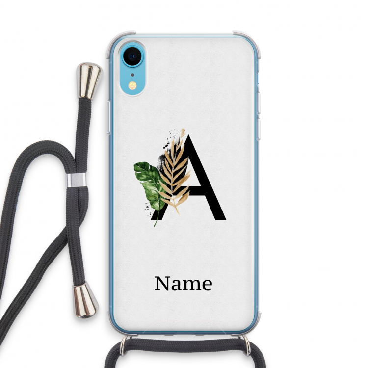 Charcoal Flora: iPhone XR Transparant Hoesje met koord