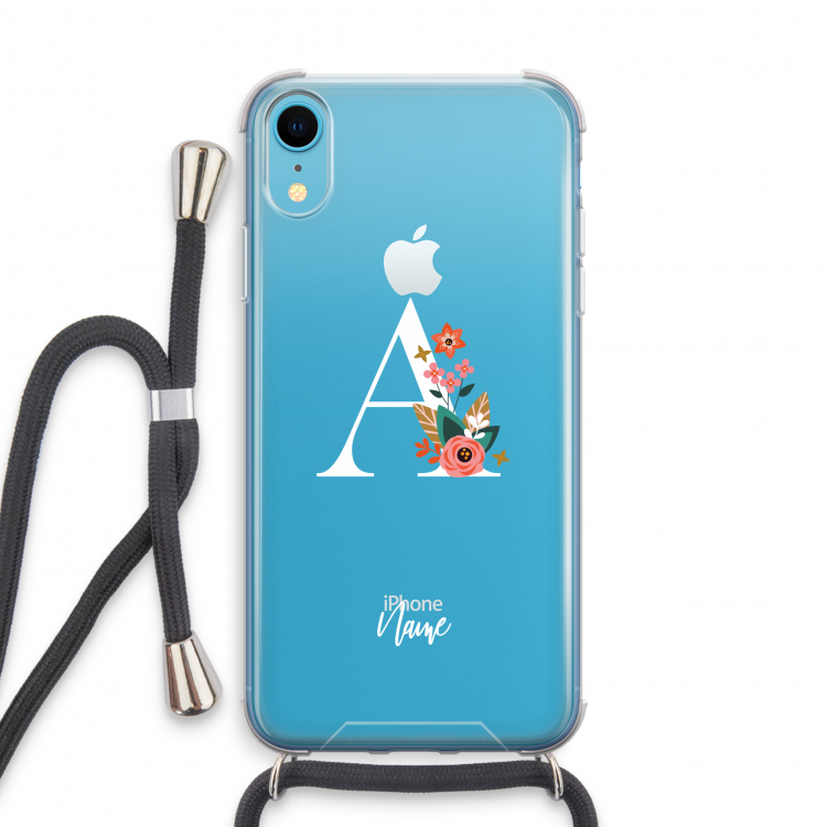 Pink Bouquet: iPhone XR Transparant Hoesje met koord
