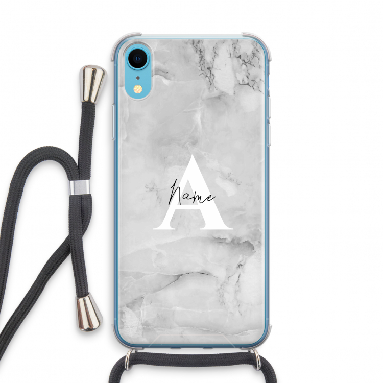 Ivory Marble: iPhone XR Transparant Hoesje met koord