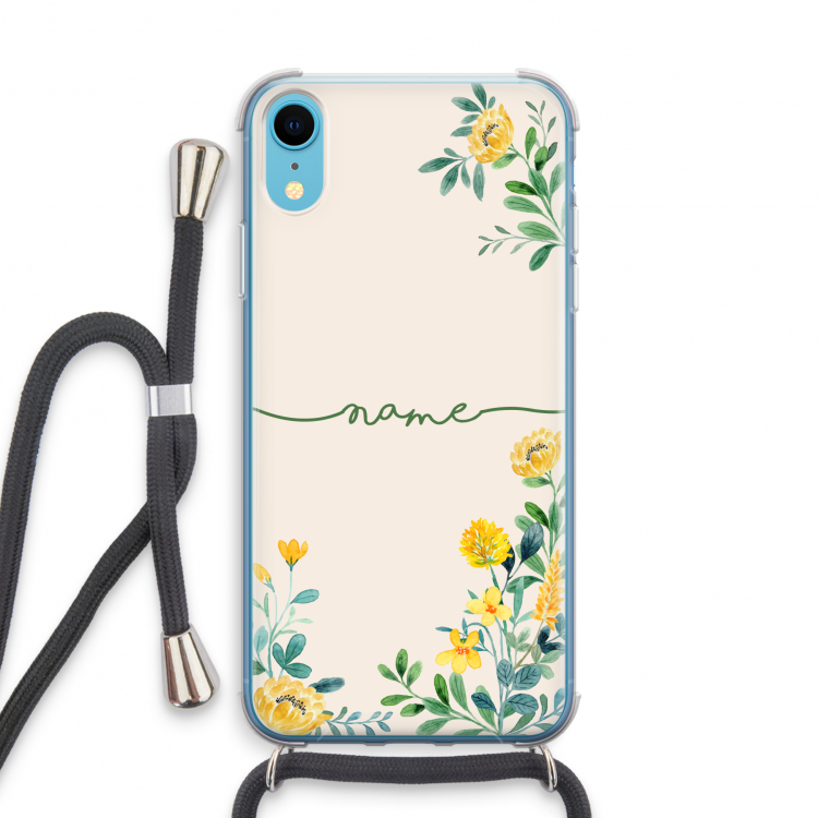 Gele bloemen: iPhone XR Transparant Hoesje met koord