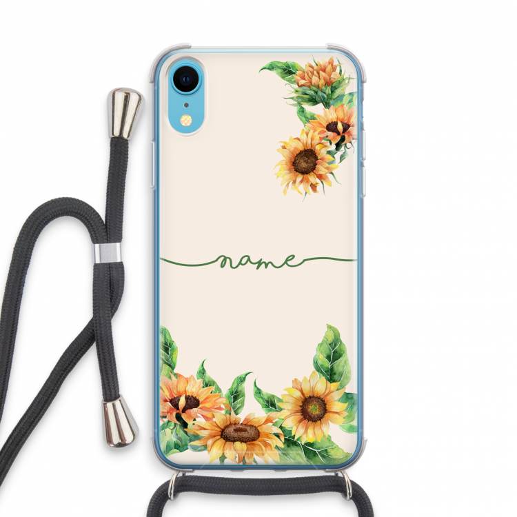 Zonnebloemen: iPhone XR Transparant Hoesje met koord