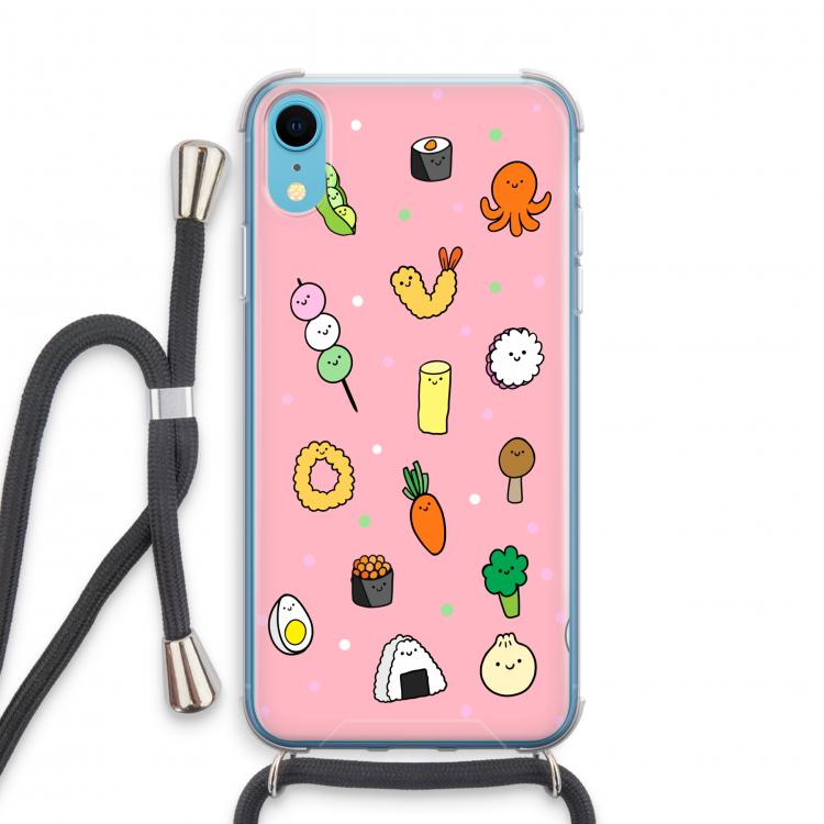 Happy bento friends: iPhone XR Transparant Hoesje met koord