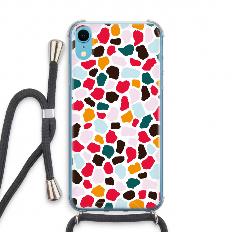 Colored Giraffe: iPhone XR Transparant Hoesje met koord