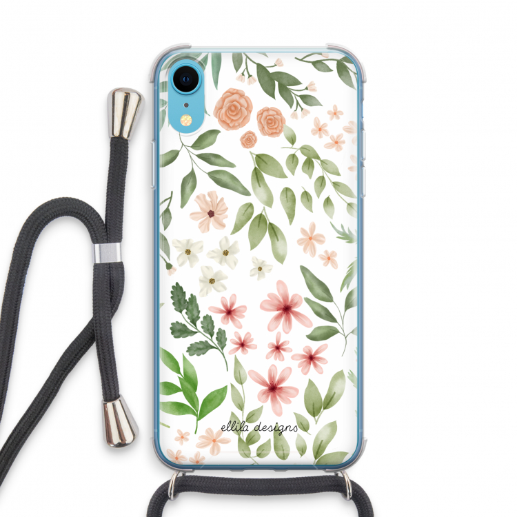 Botanical sweet flower heaven: iPhone XR Transparant Hoesje met koord