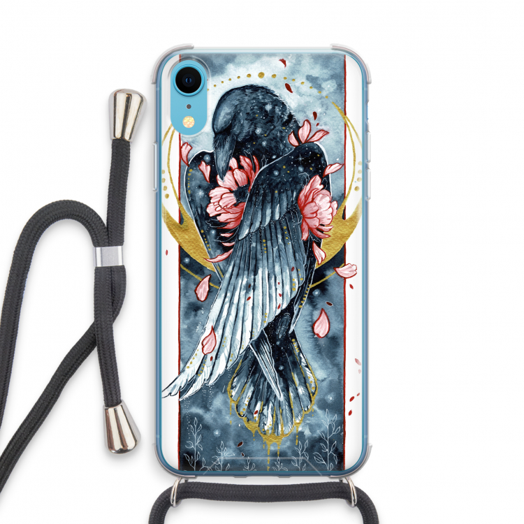 Golden Raven: iPhone XR Transparant Hoesje met koord