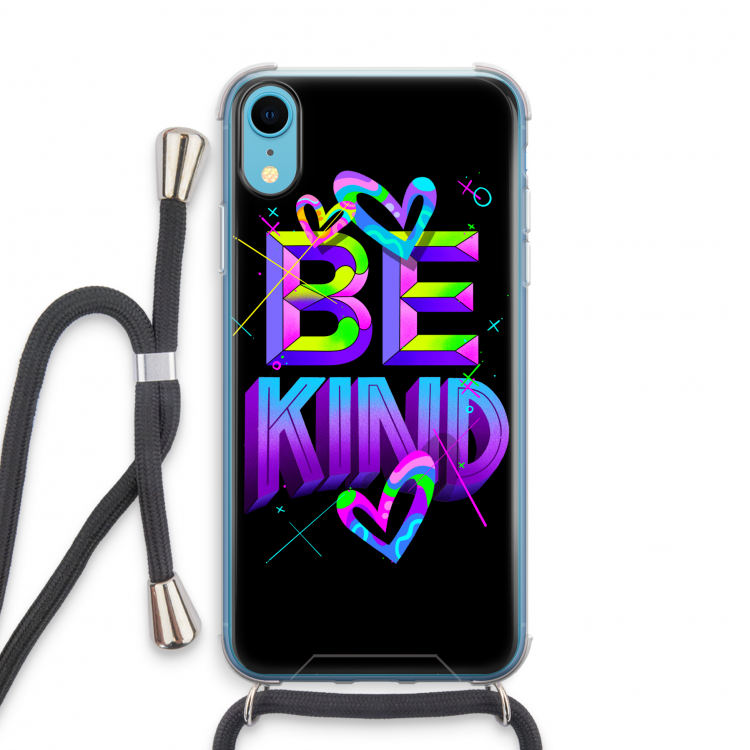 Be Kind: iPhone XR Transparant Hoesje met koord