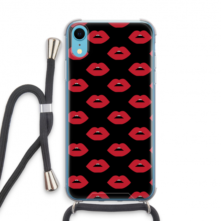 Lips: iPhone XR Transparant Hoesje met koord