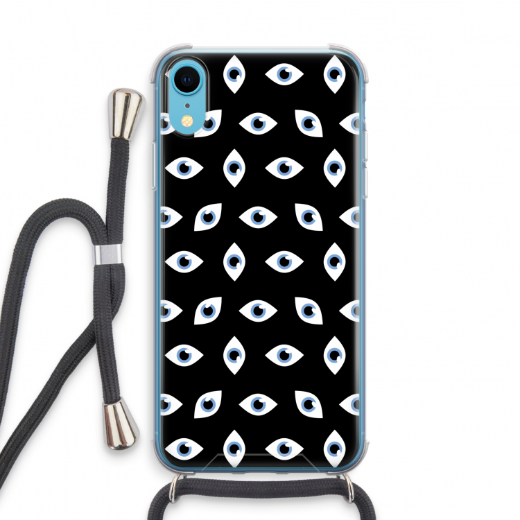 Eyes pattern: iPhone XR Transparant Hoesje met koord