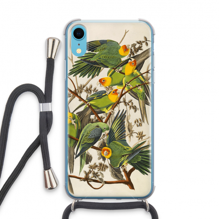 Carolinaparkiet: iPhone XR Transparant Hoesje met koord