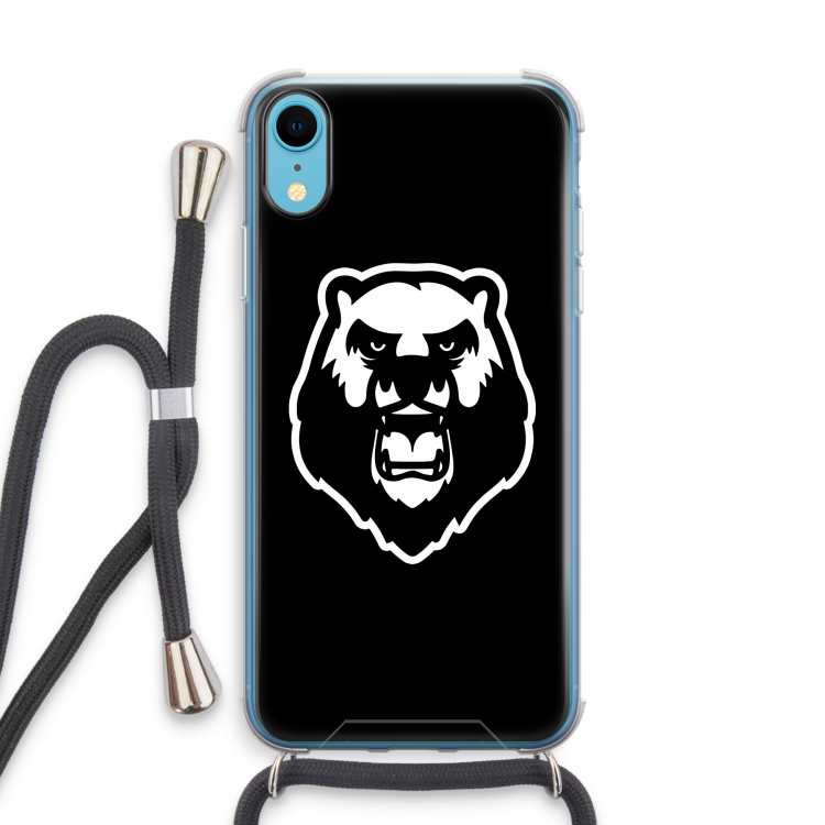 Angry Bear (black): iPhone XR Transparant Hoesje met koord