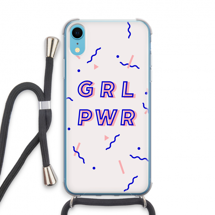 GRL PWR: iPhone XR Transparant Hoesje met koord