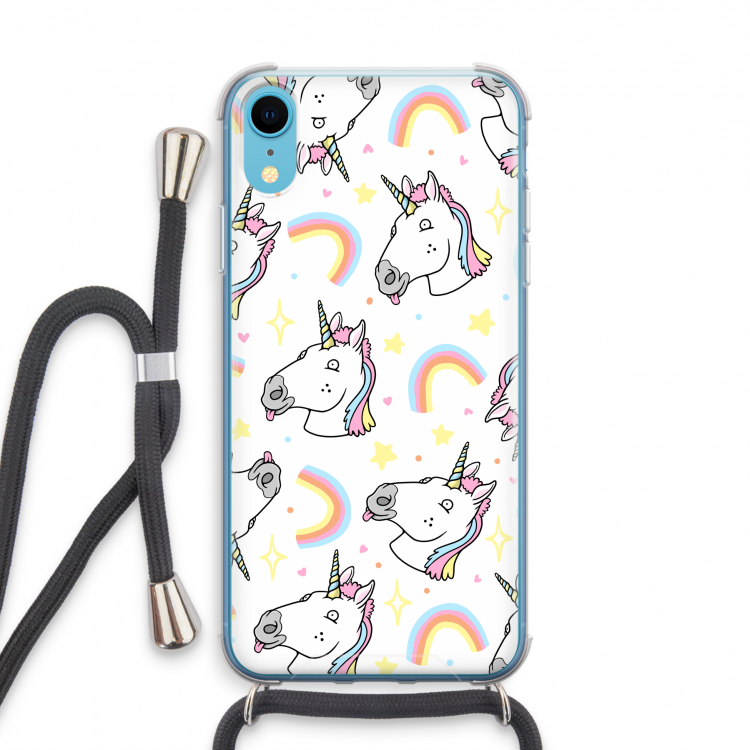 Rainbow Unicorn: iPhone XR Transparant Hoesje met koord