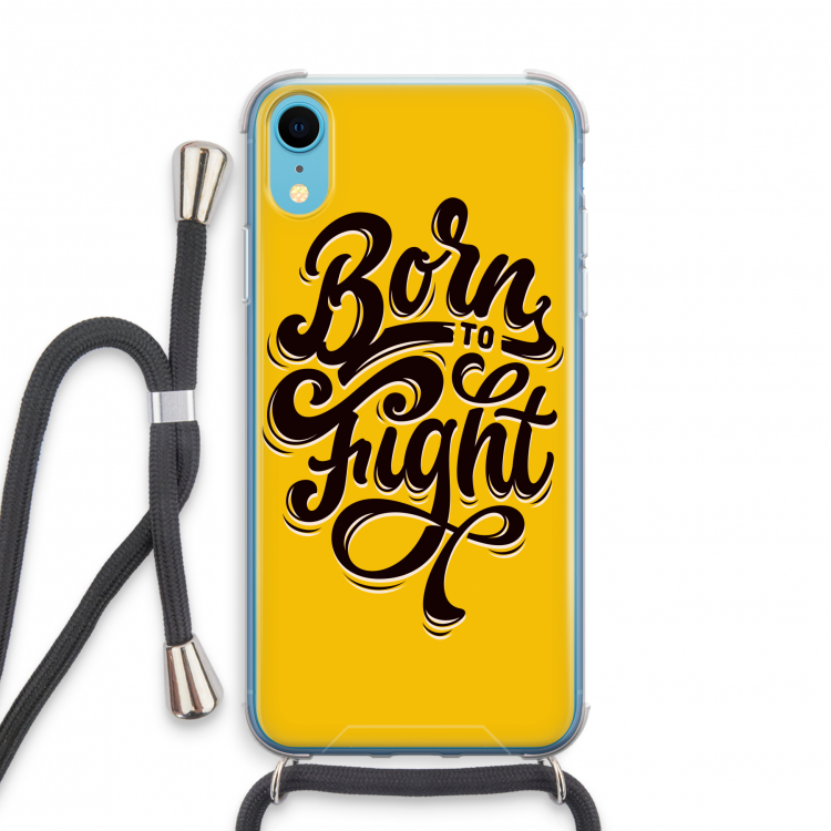 Born to Fight: iPhone XR Transparant Hoesje met koord
