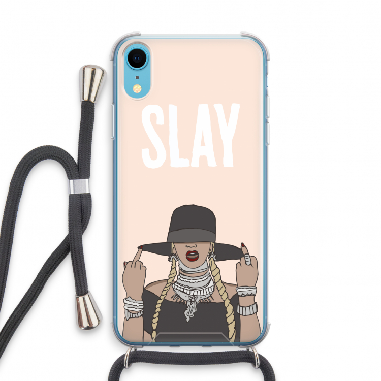 Slay All Day: iPhone XR Transparant Hoesje met koord
