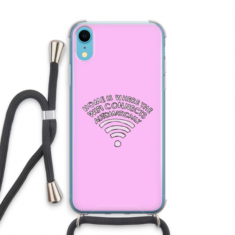 Home Is Where The Wifi Is: iPhone XR Transparant Hoesje met koord
