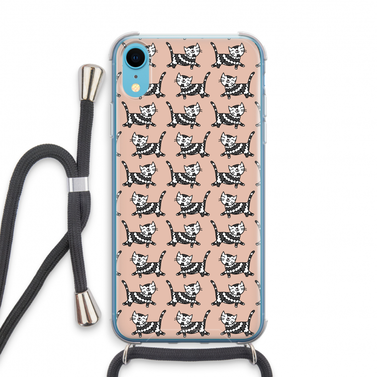 Zwarte poes: iPhone XR Transparant Hoesje met koord