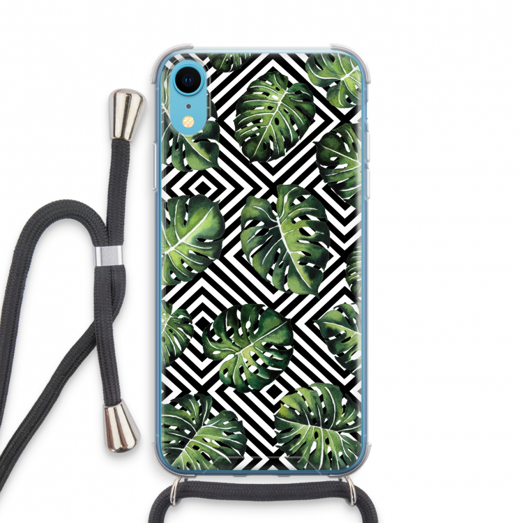 Geometrische jungle: iPhone XR Transparant Hoesje met koord