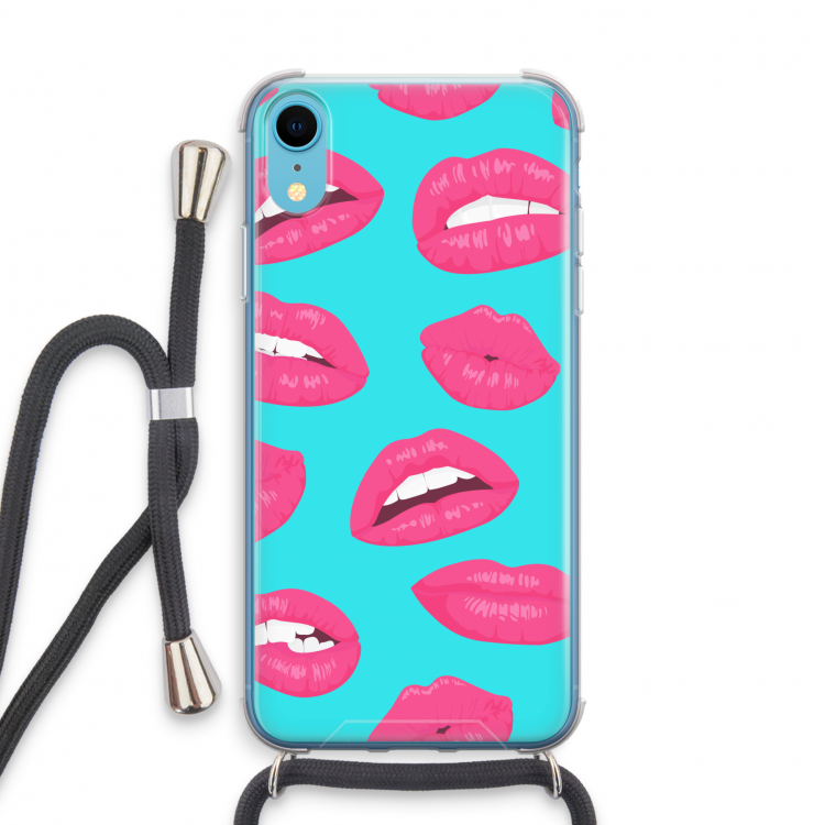 Bite my lip: iPhone XR Transparant Hoesje met koord