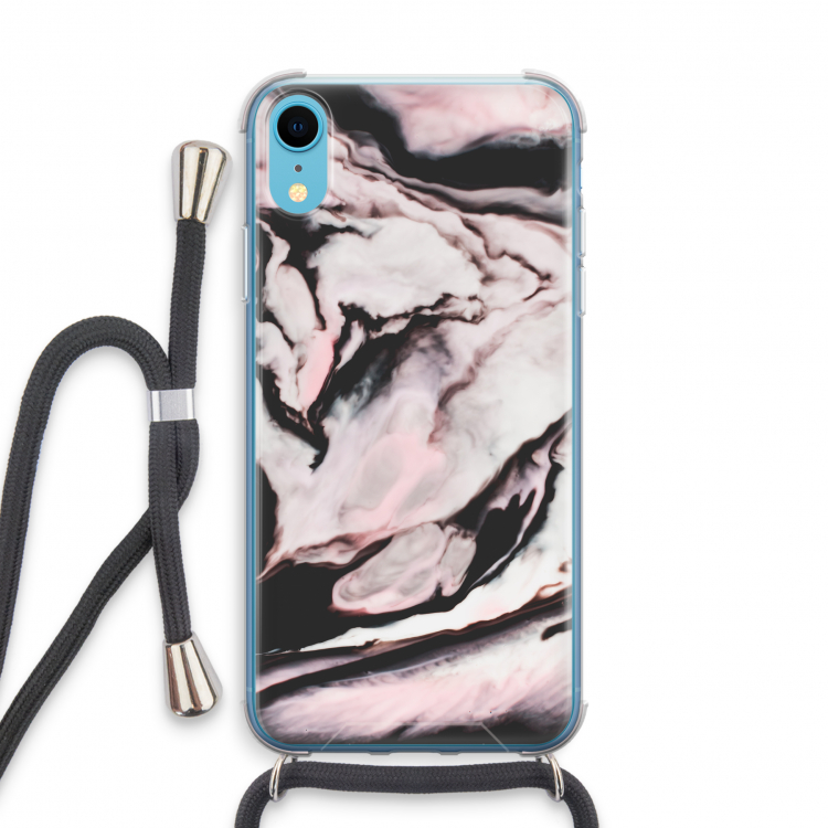 Roze stroom: iPhone XR Transparant Hoesje met koord