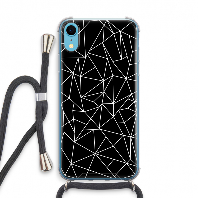Geometrische lijnen wit: iPhone XR Transparant Hoesje met koord