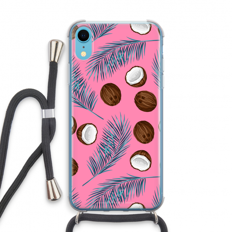 Kokosnoot roze: iPhone XR Transparant Hoesje met koord