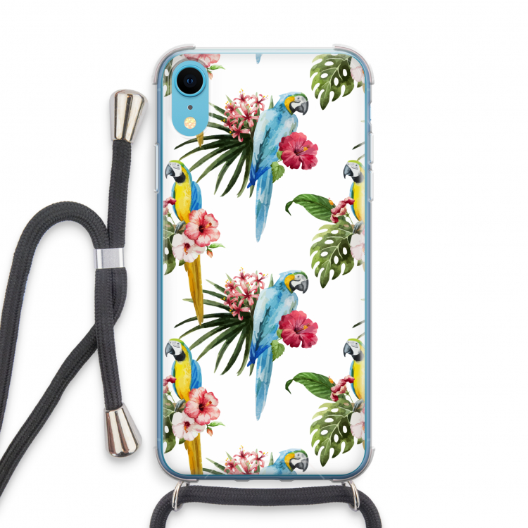 Kleurrijke papegaaien: iPhone XR Transparant Hoesje met koord