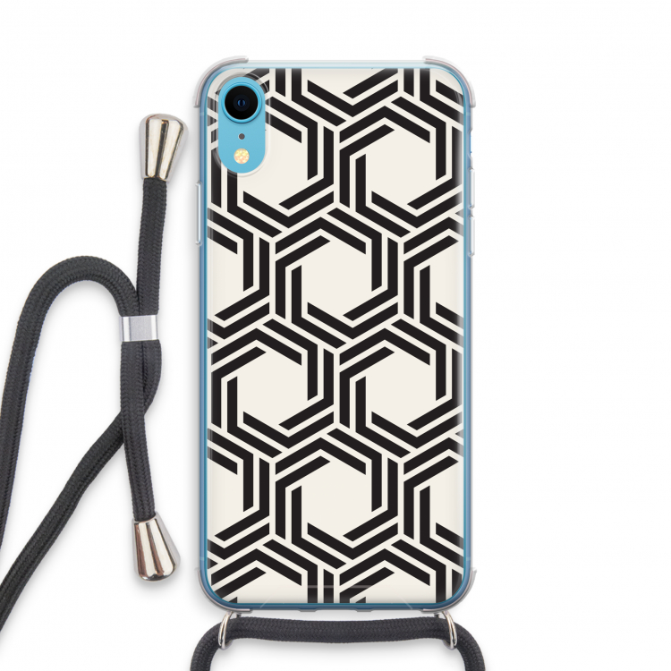 Geometrisch patroon: iPhone XR Transparant Hoesje met koord