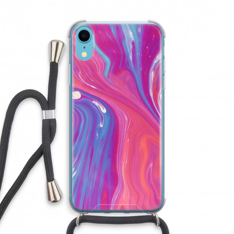 Paarse stroom: iPhone XR Transparant Hoesje met koord