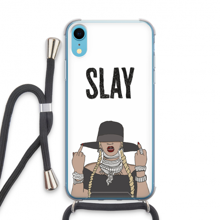Slay All Day: iPhone XR Transparant Hoesje met koord