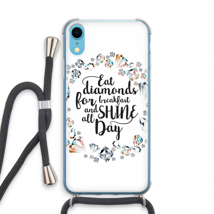 Diamonds: iPhone XR Transparant Hoesje met koord