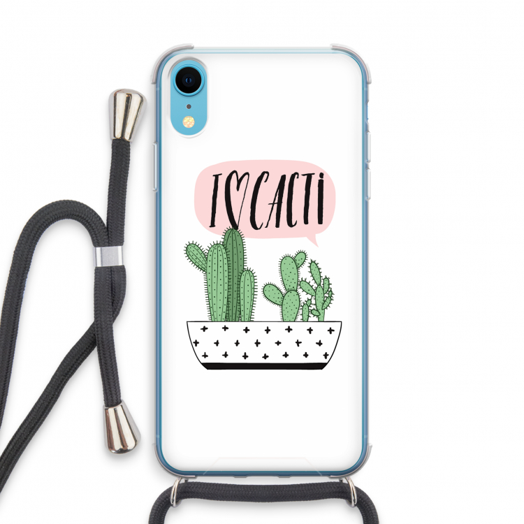 I love cacti: iPhone XR Transparant Hoesje met koord