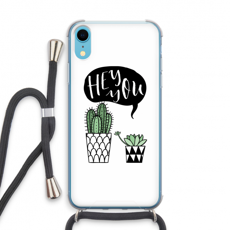 Hey you cactus: iPhone XR Transparant Hoesje met koord